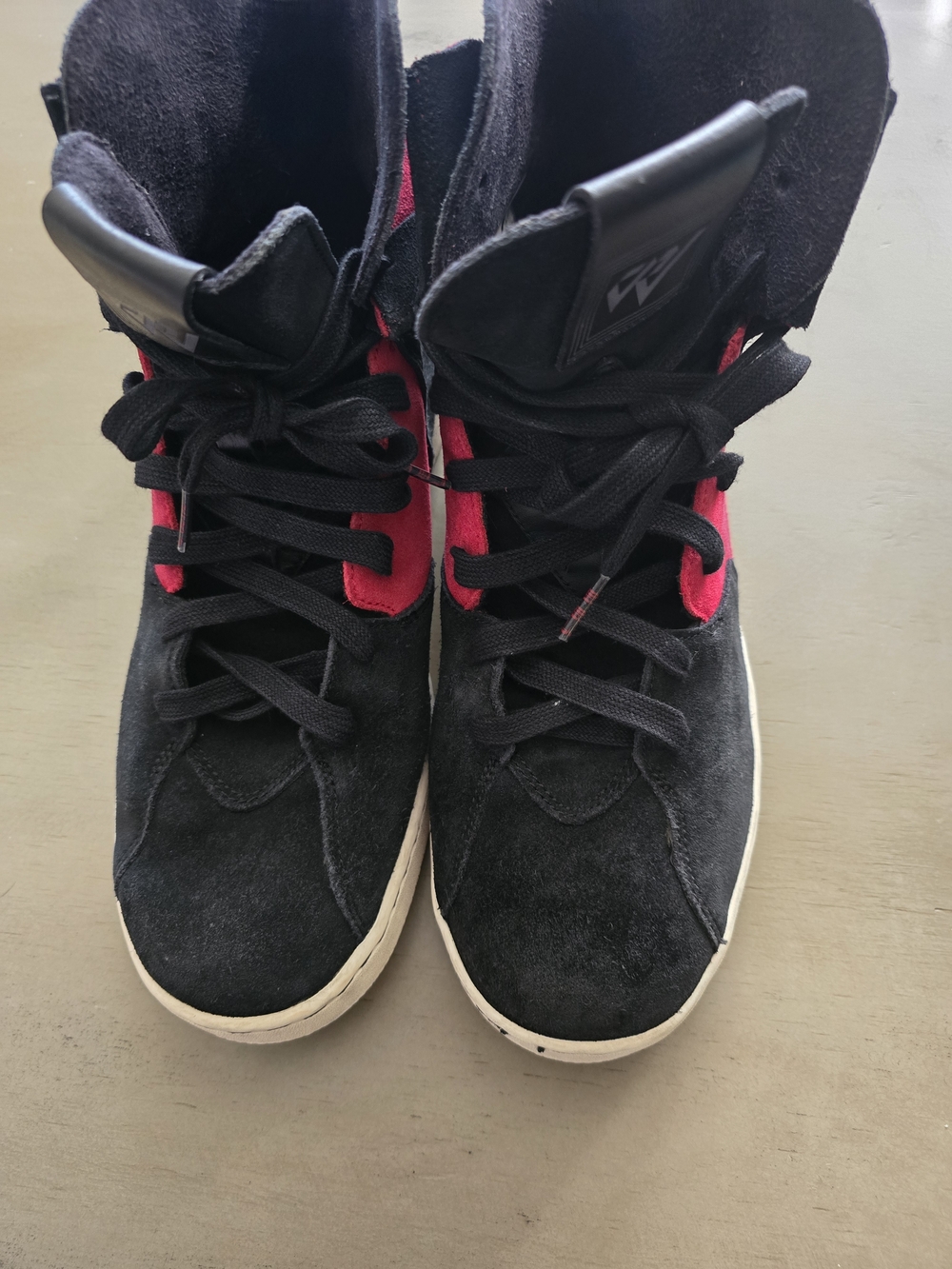 Black Suede High-Top Sneakers with Pink Accents